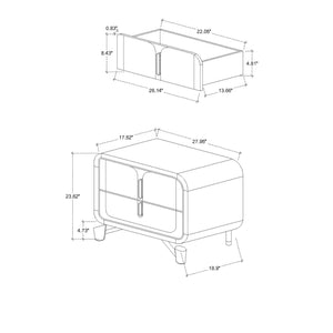 English Elm Nora Contemporary Beige Nightstand with Spacious Drawers, Geometric Legs & Rounded Edges for Style B201P409563