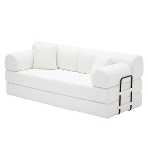 English Elm Convertible Corduroy Floor Sofa Folds Flat as Sleeper Daybed for Studio Living Beige W5532P438815