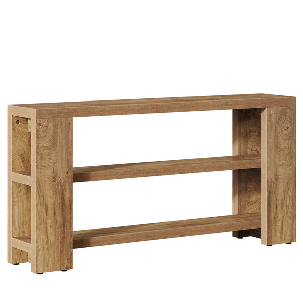 English Elm Hall Console Table Industrial Rustic Two Tier Wood Tone Metal Frame Entryway Sofa T3971P456343