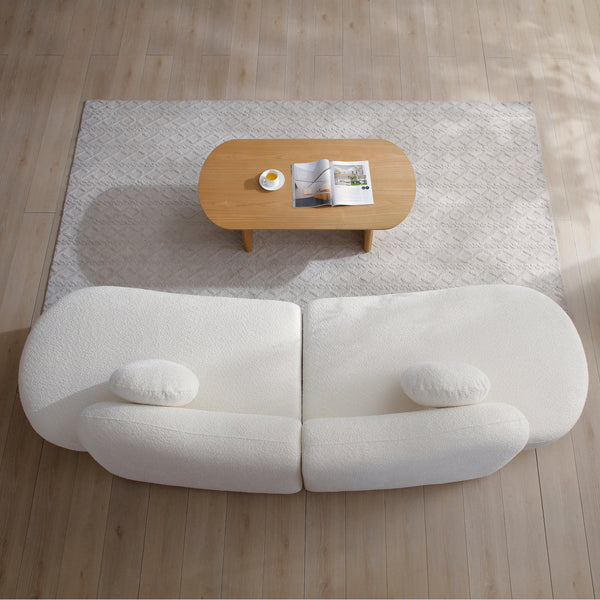 English Elm Modern Curved Modular Sofa - Elegant Boucle 3-Seat Design For Living Rooms, Easy Assembly & Comfort W2664S00038