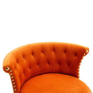 English Elm UNITED Velvet 360° Rotating Bar Chair with Diamond Stitching, Gold Frame, Plush Foam Seat, Adjustable Height Orange W1568P361721
