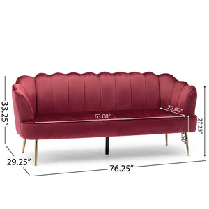 English Elm Christopher Knight Home® - 3 Seater Sofa - Modern Glam Velvet Couch With Gold Legs For Stylish Comfort In Any Living Space 70395.00ABERR_70395.00BBERR