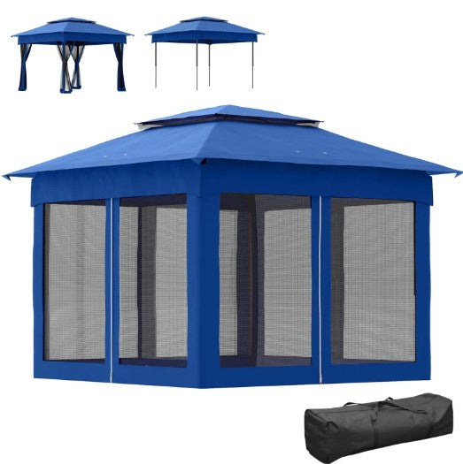 English Elm Sturdy Pop up Canopy Gazebo with Vented Roof Mesh Netting and Steel Frame T3971P426142