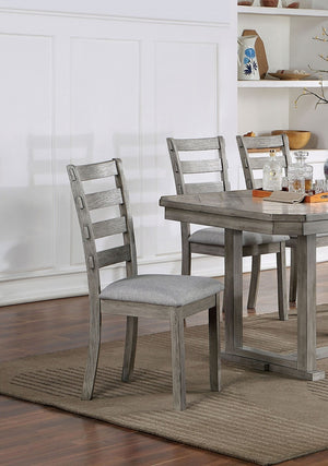 English Elm Dining 7-Piece Rustic Dining Set With Gray Finish Table & Soft Fabric Seat Chairs For Cozy Meals B011S01473