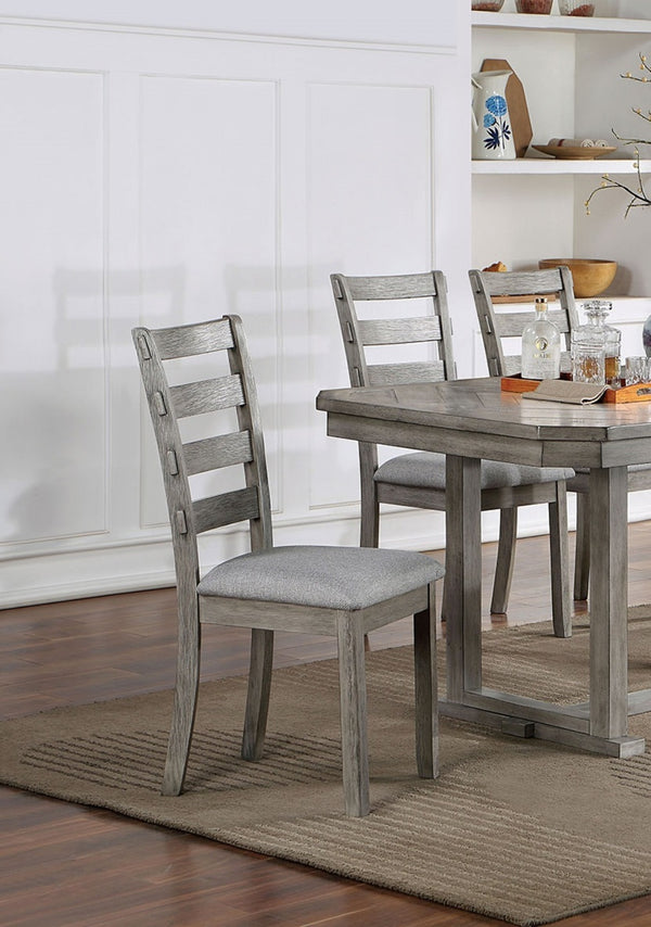 English Elm Dining 7-Piece Rustic Dining Set With Gray Finish Table & Soft Fabric Seat Chairs For Cozy Meals B011S01473