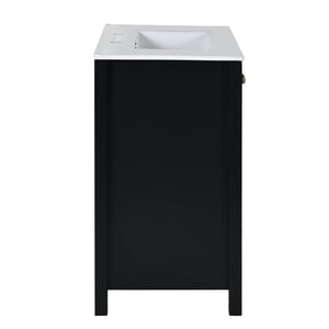 English Elm 30'' Elegant Freestanding Bathroom Vanity With Ceramic Sink, Soft-Close Drawers & Timeless Black Finish N710P194420B