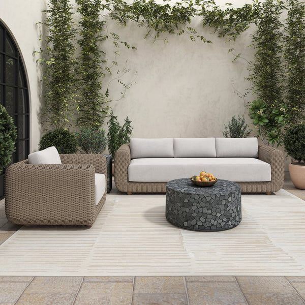 English Elm Kiri Outdoor Accent Table Handcrafted Concrete Marble Plinth for Patio or Terrace B2769P498426