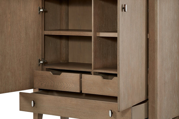 English Elm Door Chest Toffee Solid Wood & MDF Cabinet with Soft-Close Hinges, Adjustable Shelves, Drawers, Shelf B2699P323475