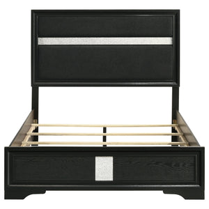 English Elm Annie Glam Full Panel Bed with Padded Black Upholstery and Glitter Accent Trim B062S01600