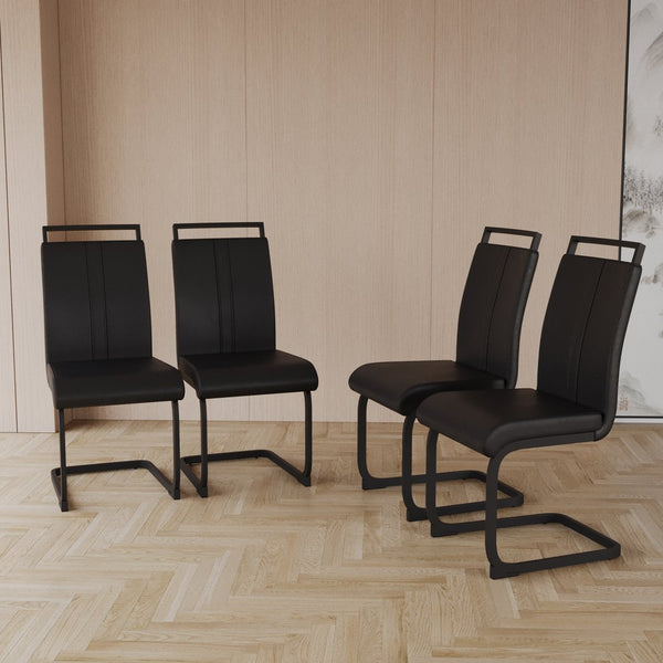 English Elm Modern White Faux Leather High Back Dining Chair Set Gold Base Elegant Seating W3732P495890