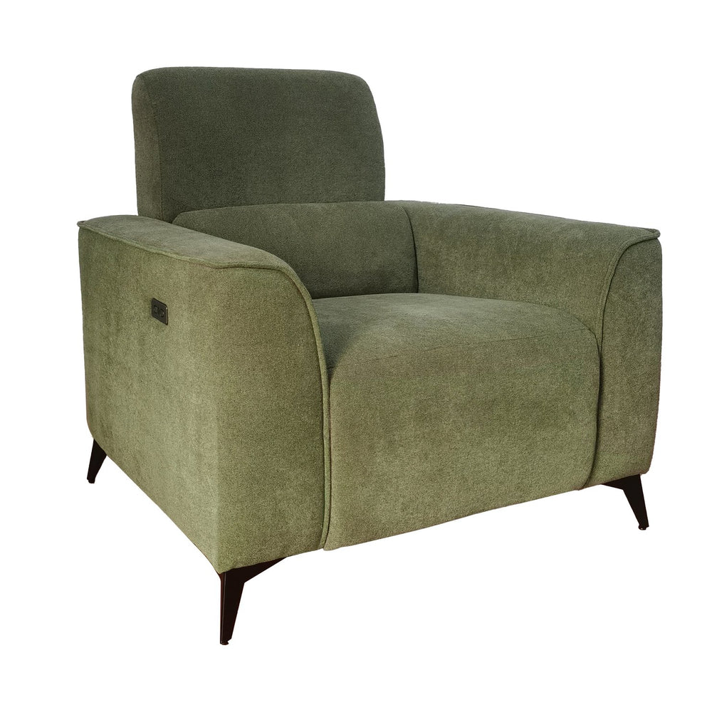 JLA Home Chapel Hill - Power Recliner Chapel Hill Madison with USB & Type-C Charging, Plush Fabric, Low-Track Arms, Motorized Comfort Green CH103-0006