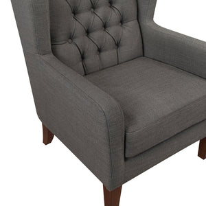 English Elm Classic Wingback Button-tufted Accent Chair Plush Foam Seat Solid Wood Legs Formal Style B011P419469