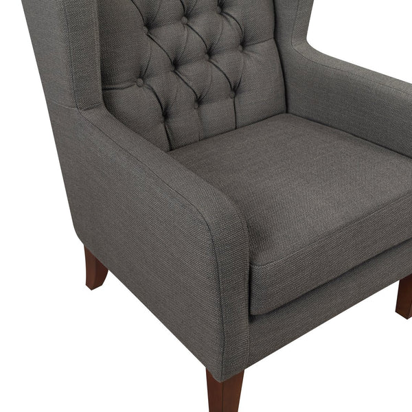 English Elm Classic Wingback Button-tufted Accent Chair Plush Foam Seat Solid Wood Legs Formal Style B011P419469