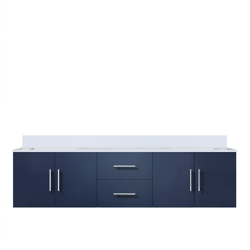 English Elm Navy Double Bath Vanity 72" W x 22" D with White Quartz Top, Solid Wood, Soft-Close Drawers, Storage B2731P258702
