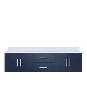 English Elm Navy Double Bath Vanity 72" W x 22" D with White Quartz Top, Solid Wood, Soft-Close Drawers, Storage B2731P258702
