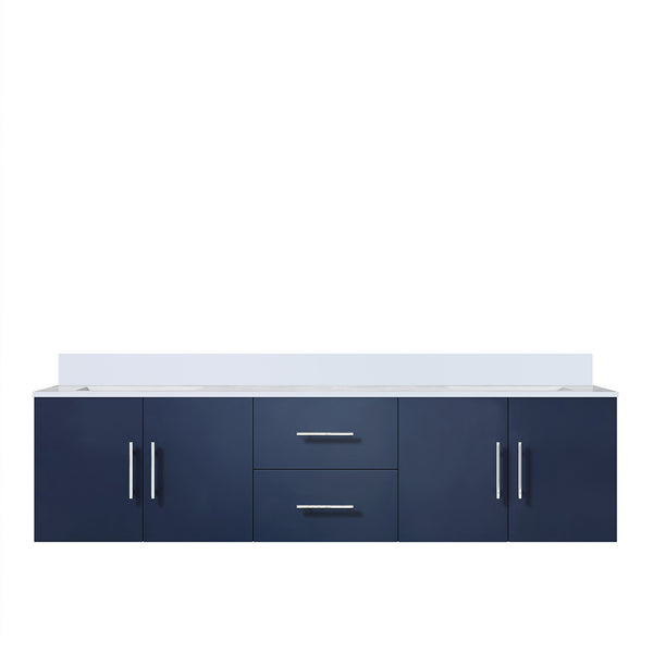 English Elm Navy Double Bath Vanity 72" W x 22" D with White Quartz Top, Solid Wood, Soft-Close Drawers, Storage B2731P258702