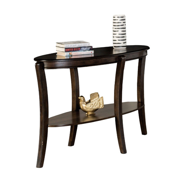 English Elm Traditional Oval Sofa Table With Open Shelf – Elegant Walnut Finish & Curved Legs For Classic Charm B2741P361124-GIGA