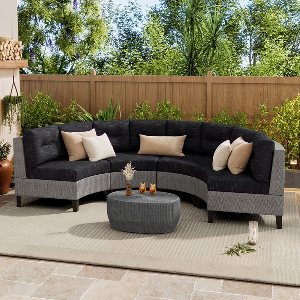 English Elm Christopher Knight Home® - Pema Modular Outdoor Patio Sofa Set - 4-Piece Sectional With Water-Resistant Cushions For Comfort N757592634BK