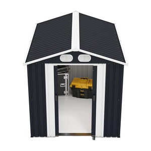 English Elm Campcraft 8x6 Outdoor Metal Storage Shed with Lockable Doors and Ventilation for Backyard Dark Gray W1598S00044