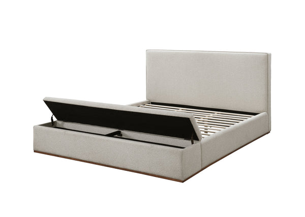 English Elm Boxter Beige Linen Queen Bed With Underbed Storage – Stylish & Functional Modern Bedroom Upgrade B2726S00561