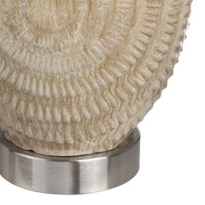 Crestview Collection 28.25"H Cream Ceramic Table Lamp With Intricate Ripple Patterns, Modern Steel Base & 3-way Socket   Cvap3279