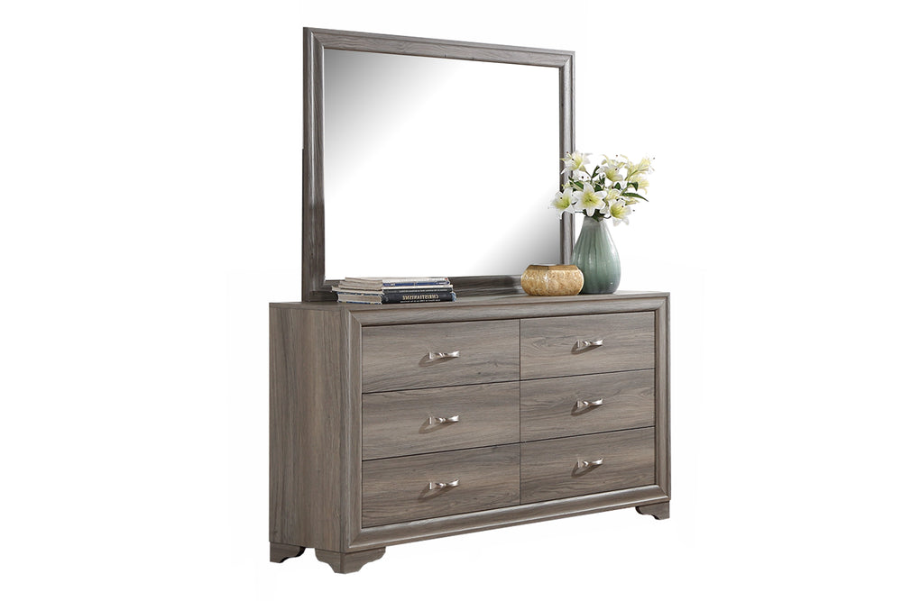 English Elm Modern Six Drawer Wood Dresser with Gold Hardware and Sculptural Legs for Bedroom B011P448745