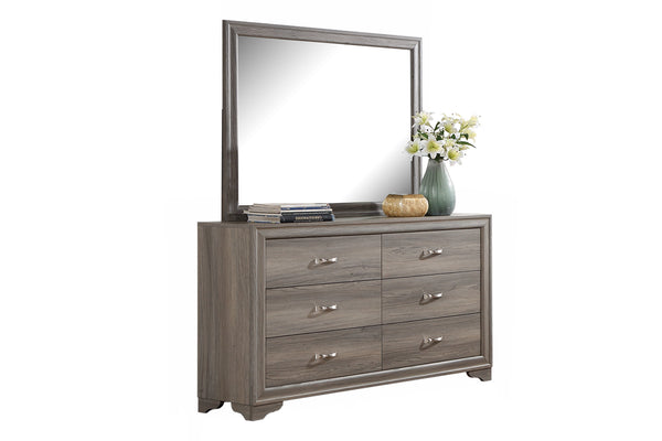 English Elm Modern Six Drawer Wood Dresser with Gold Hardware and Sculptural Legs for Bedroom B011P448745