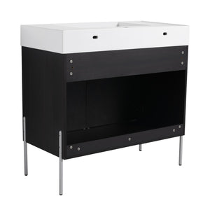 English Elm 36" Freestanding Bathroom Vanity with Durable Resin Sink and Soft-Close Cabinet Doors, Modern Storage Solution for Small Baths W1972S00014
