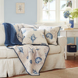 Madison Park Bayside Modern/Contemporary Oversized Printed Microfiber Quilted Throw MP50-1970 Blue