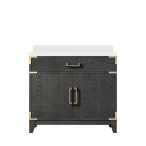 English Elm Black Oak Single Bath Vanity With Cultured Marble Top – Elegant Design, Ample Storage & Soft-Close B2731P260910