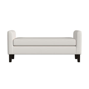 English Elm Fabric Upholstered Accent Bench with Arms in Soft Neutral Fabric, Sleek Black Legs for Modern Chic Seating Vanilla White B016P383450