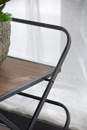 English Elm 34.3x16.9x32.7" Three Tier Fir Wood Iron Shelf Industrial Storage and Planter Stand W2078P499748