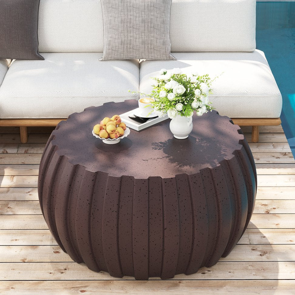 English Elm 35.43" Square Mgo Cement Coffee Table Weatherproof Indoor Outdoor Low Profile Modern Brown W757P387434