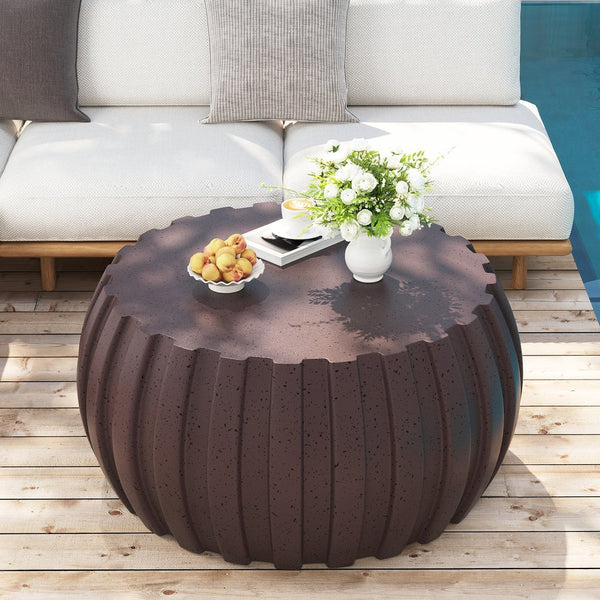 English Elm 35.43" Square Mgo Cement Coffee Table Weatherproof Indoor Outdoor Low Profile Modern Brown W757P387434