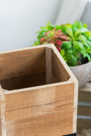 English Elm Set of 2 Reclaimed Wood Box Plant Stands with Iron Legs for Farmhouse Decor W2078P496651
