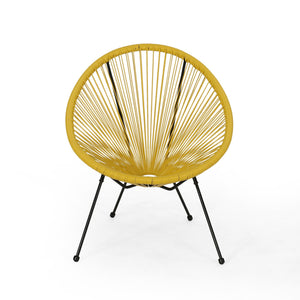 English Elm Anson Outdoor Accent Chairs Set of 2 Woven Rattan Basket Seat Patio Lounge Pair Yellow N773P404950Y