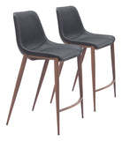 Magnus Counter Stool - Set of 2 Black & Walnut 109935 Zuo Modern