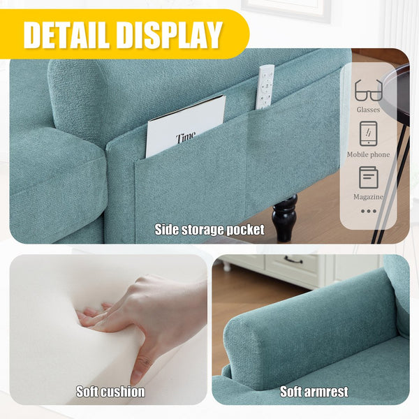 English Elm Modern Chenille Recliner Chaise Lounge Sofa Chair with High-Resilience Foam, Wide Seat, 550lb Capacity Mint Green W395P371334