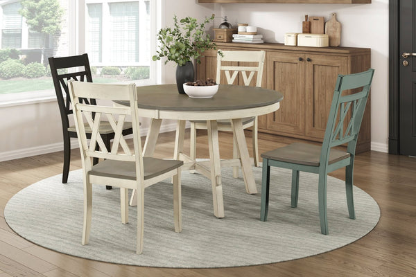 English Elm Rustic Round 48" Dining Table in Antique White & Greywash Finish – Farmhouse Chic, Seats 4, Durable B011P401436