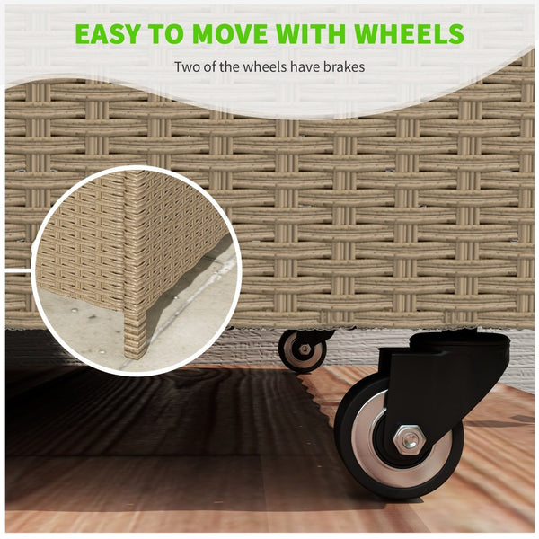 English Elm Outsunny 83 Gallon Outdoor Deck Box - Stylish Wicker Storage Trunk With Wheels For Cushions & Toys W2225P200917-GIGA