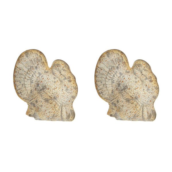 English Elm Set Of 2 Rustic Resin Turkeys With Pumpkins - Charming Fall Decor For Thanksgiving & Harvest Tables W2078P246102-GIGA