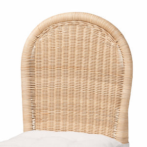 English Elm Bohemian Hand-woven Rattan Dining Chair with Scalloped Skirt and Cushioned Seat B2750P467812