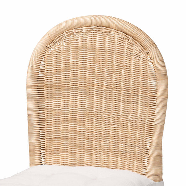 English Elm Bohemian Hand-woven Rattan Dining Chair with Scalloped Skirt and Cushioned Seat B2750P467812