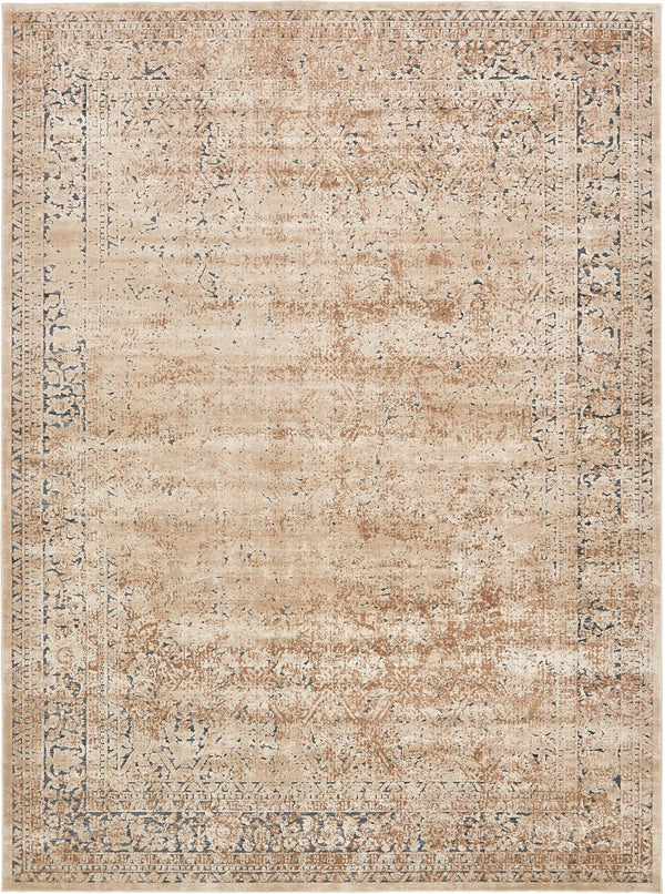 Unique Loom Chateau Jefferson Machine Made Border Rug Beige, Beige/Ivory/Light Brown/Blue 9' 0" x 12' 2"