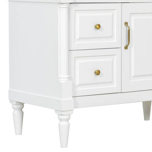 English Elm 36" Bathroom Vanity With Ceramic Sink, Durable Rubberwood Frame, Smart Storage & Modern Design N725P356064K
