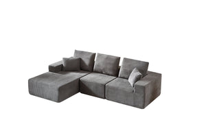 English Elm Modular Sectional Sofa - Modern L-Shaped Cloud Couch, No Assembly, Soft Corduroy, Versatile Comfort W3434S00002