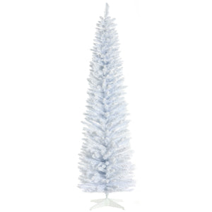English Elm Homcom 7' Snow Flocked Pencil Christmas Tree - Slim, Realistic Indoor Holiday Decor For Small Spaces W2225P217080