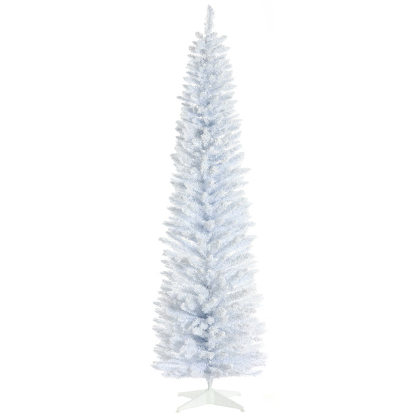 English Elm Homcom 7' Snow Flocked Pencil Christmas Tree - Slim, Realistic Indoor Holiday Decor For Small Spaces W2225P217080