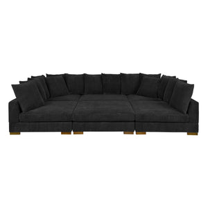 English Elm Large Corduroy Modular Sectional Sofa Sleeper with Ribbed Texture for Open Living Black B2748S00013