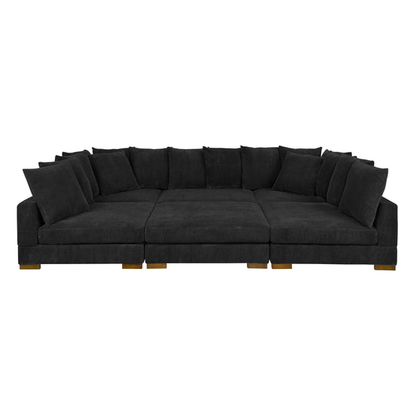 English Elm Large Corduroy Modular Sectional Sofa Sleeper with Ribbed Texture for Open Living Black B2748S00013